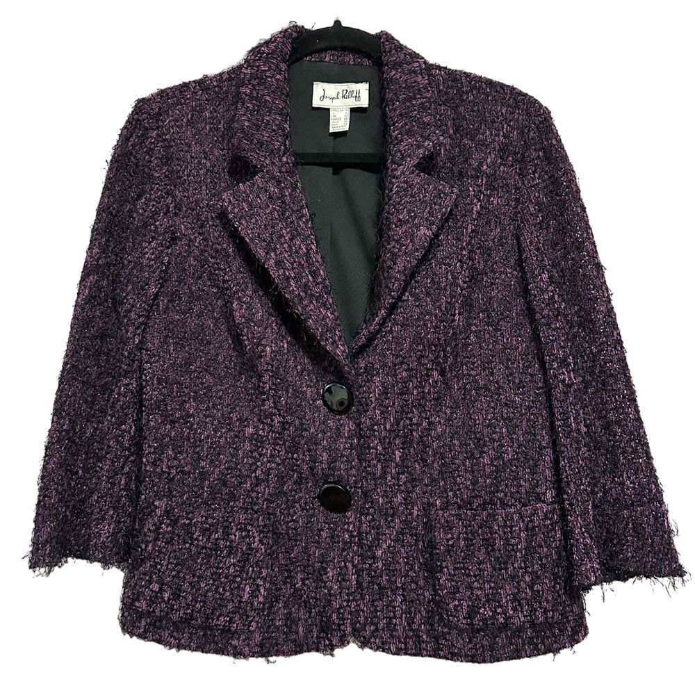 Joseph Ribkoff Boucle Blazer Jacket‎ Purple Career Wear Two Button Size 14